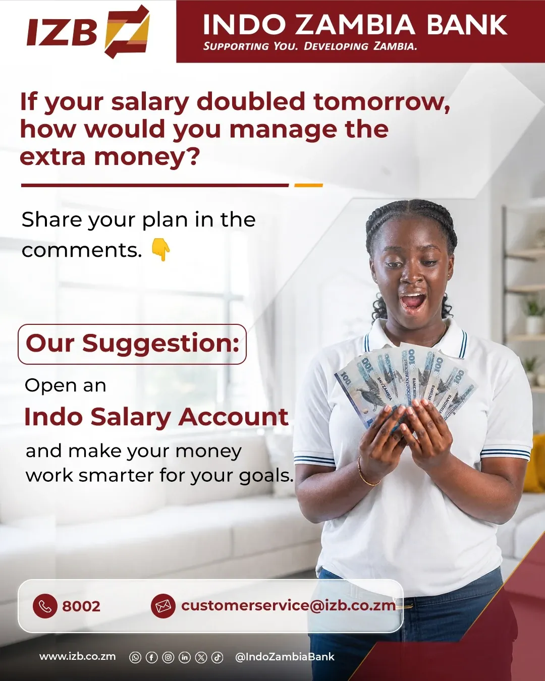 IZB social post: Indo Salary Account — if your salary doubled tomorrow