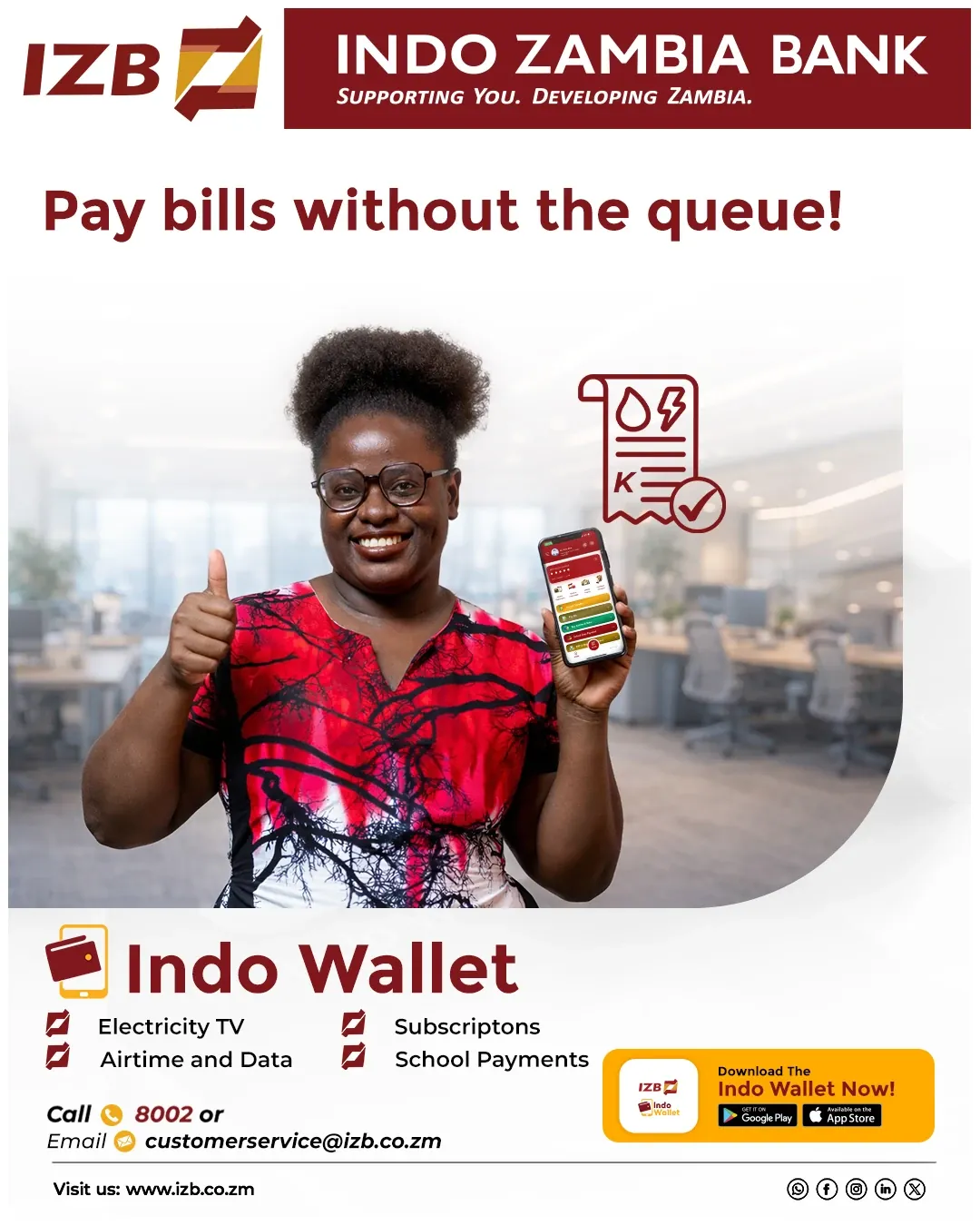 IZB social post: pay bills without the queue with Indo Wallet